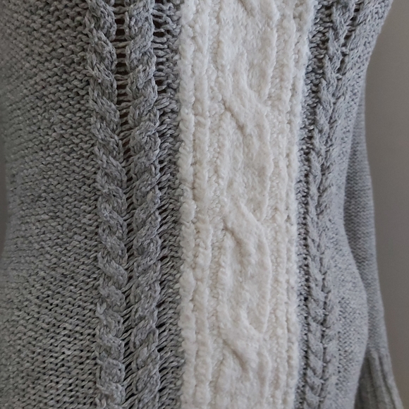 anthropologie If It Were Me gray wool cowl neck cable knit sweater dress tunic - Picture 3 of 13